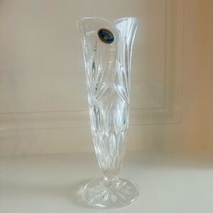 Vintage Bohemia Clear Crystal Bud Vase